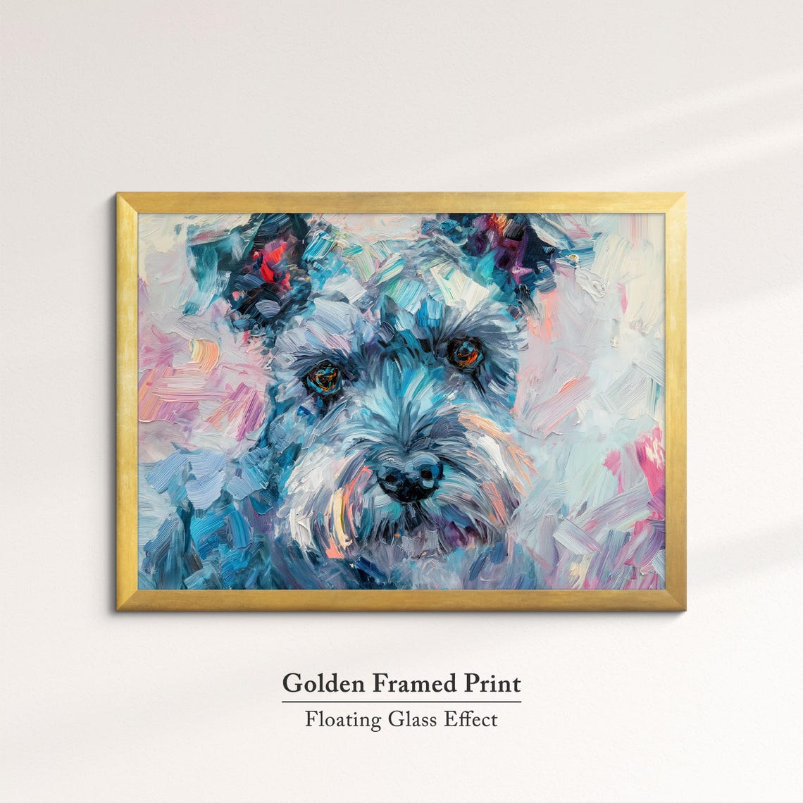 Schnauzer Face Close Up Pastel Pink Blue Abstract Painting Dog Poster - Image 5