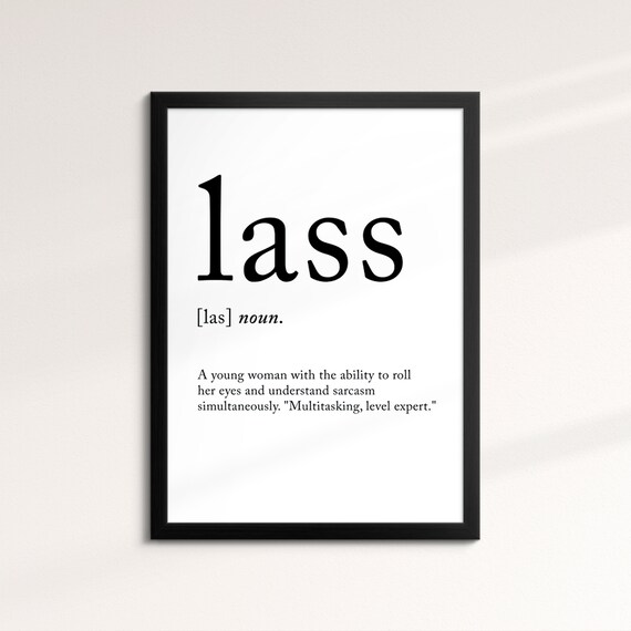 Lass Minimalist Definition Quote Word Art Framed Print Framed Female Wall Art Lady Poster Feminine Home Decor Gifts For Her