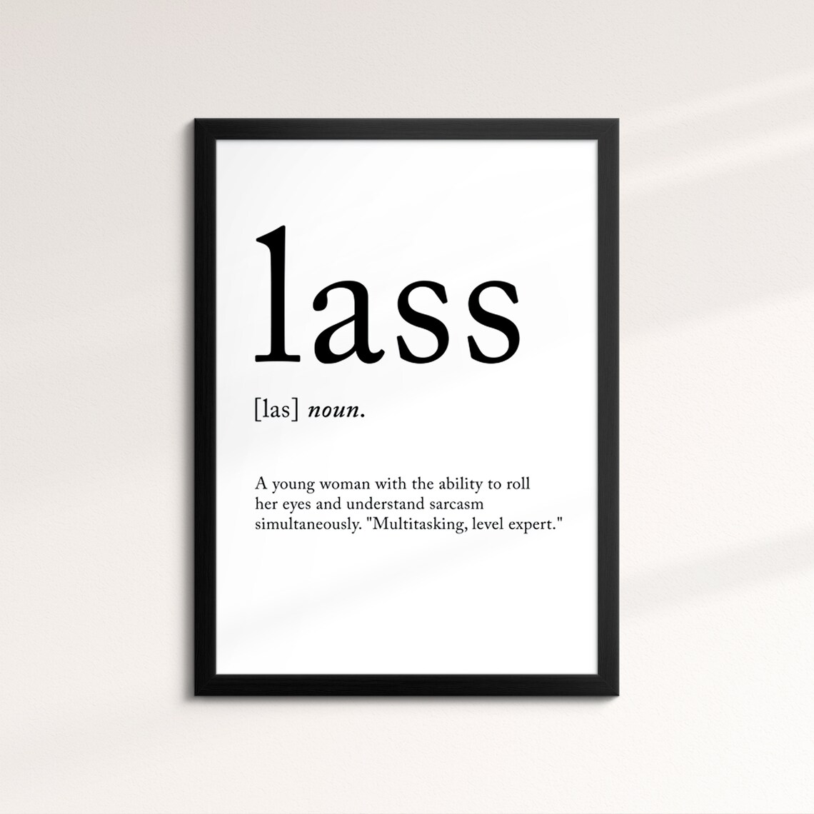 Lass Minimalist Definition Quote Word Art Framed Print Framed Female Wall Art Lady Poster Feminine Home Decor Gifts For Her