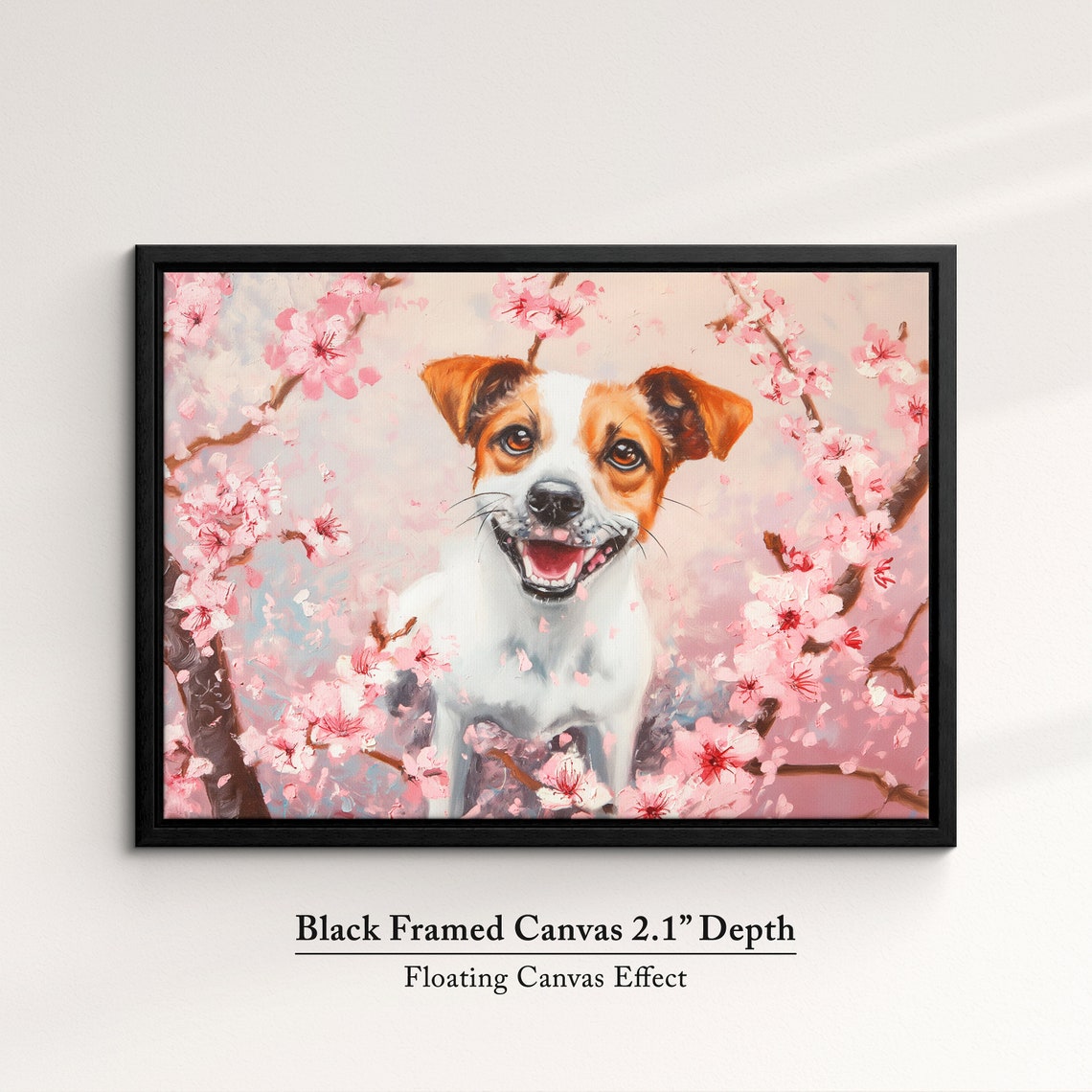 Cheerful Jack Russell Terrier Portrait In Blooming Cherry Tree Poster - Image 2