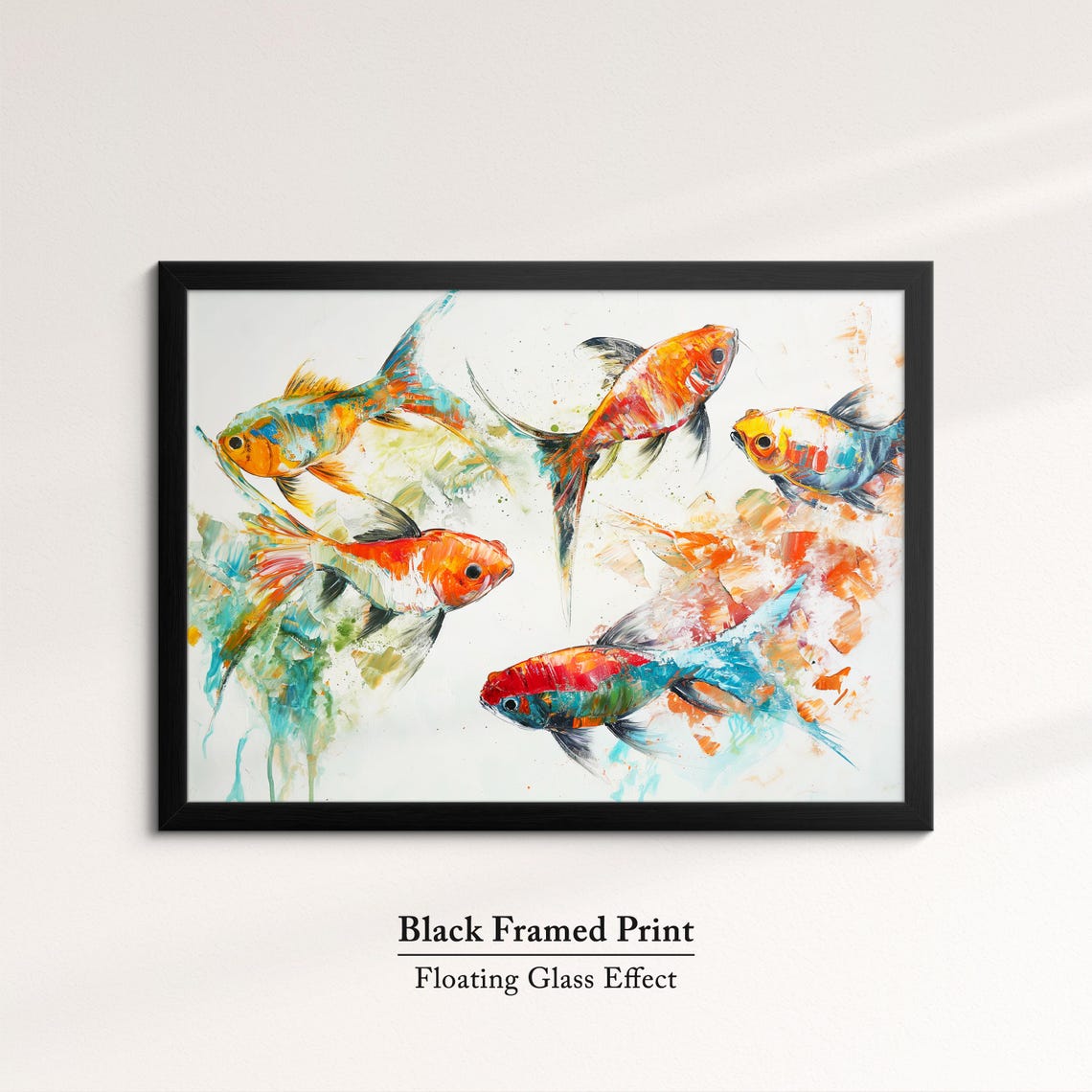 Vibrant Goldfish Orange Turquoise Watercolor Underwater Art Poster - Image 8