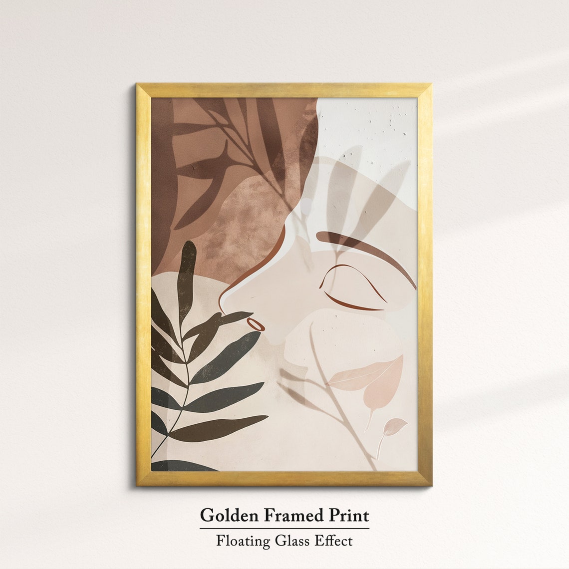Boho Woman Face Line Art Terracotta Leaves Abstract Nordic Wall Poster - Image 5
