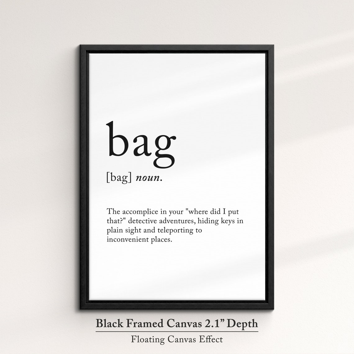 Bag Dictionary Definition Funny Handbag Quote Minimalist Wall Poster - Image 2