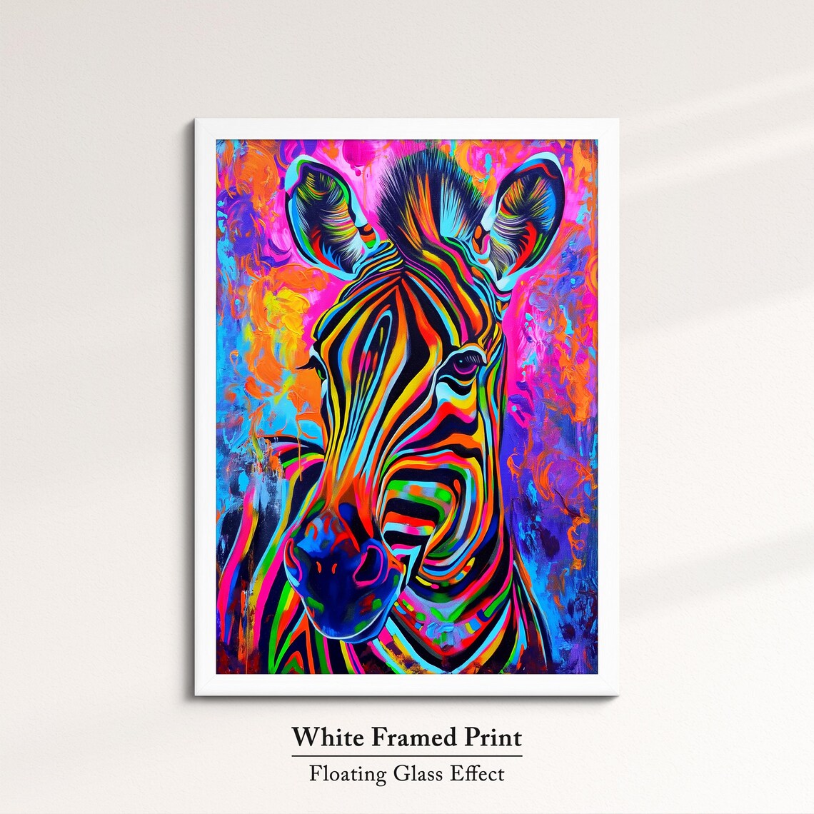 Colorful Zebra Abstract Oil Painting, Art Print - Image 7
