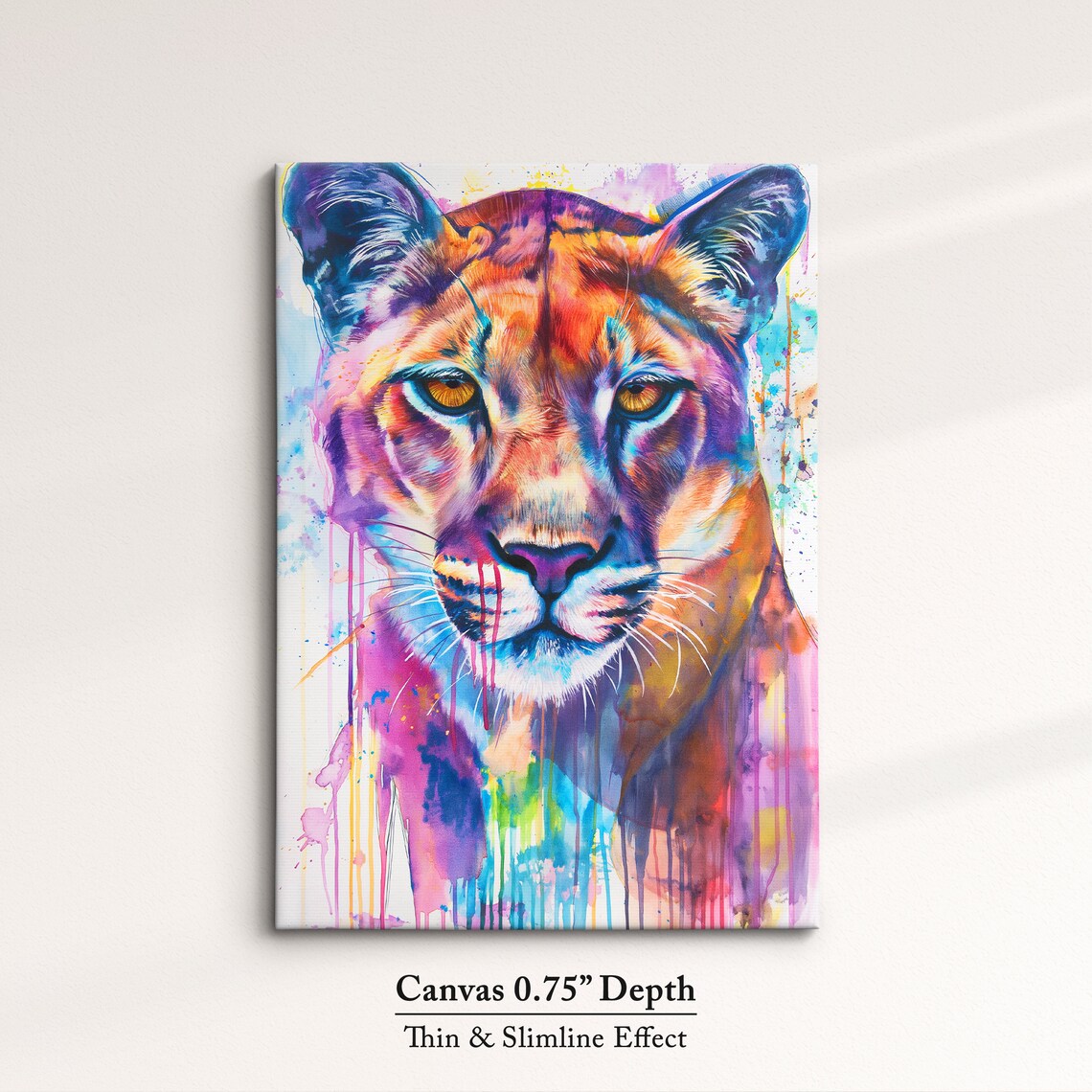 Colorful Watercolor Lioness Portrait Paint Splatter Wildlife Art Poster - Image 4