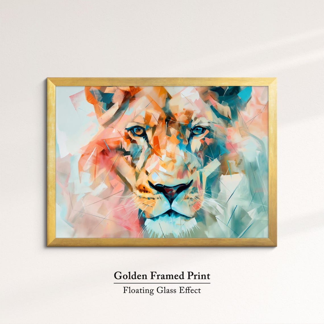 Lioness Geometric Fragmented Orange Teal Modern Abstract Art Poster - Image 5