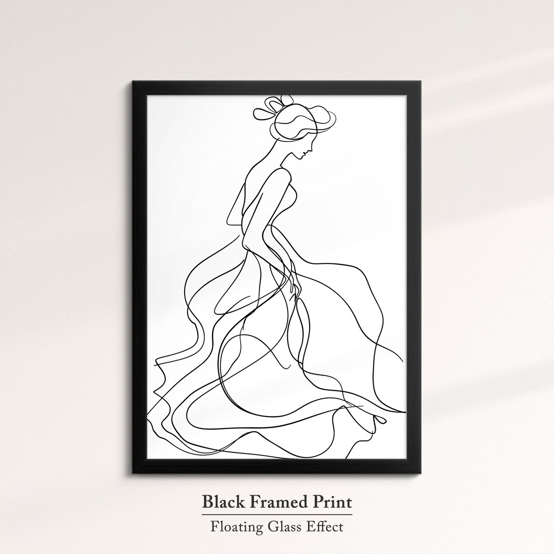 Woman in Flowing Wedding Dress Continuous Line Art Drawing Minimalist Poster - Image 8