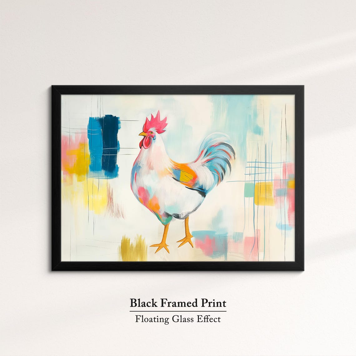 Rooster Colorful Pastel Abstract Oil Painting Farm Bird Wall Poster - Image 8