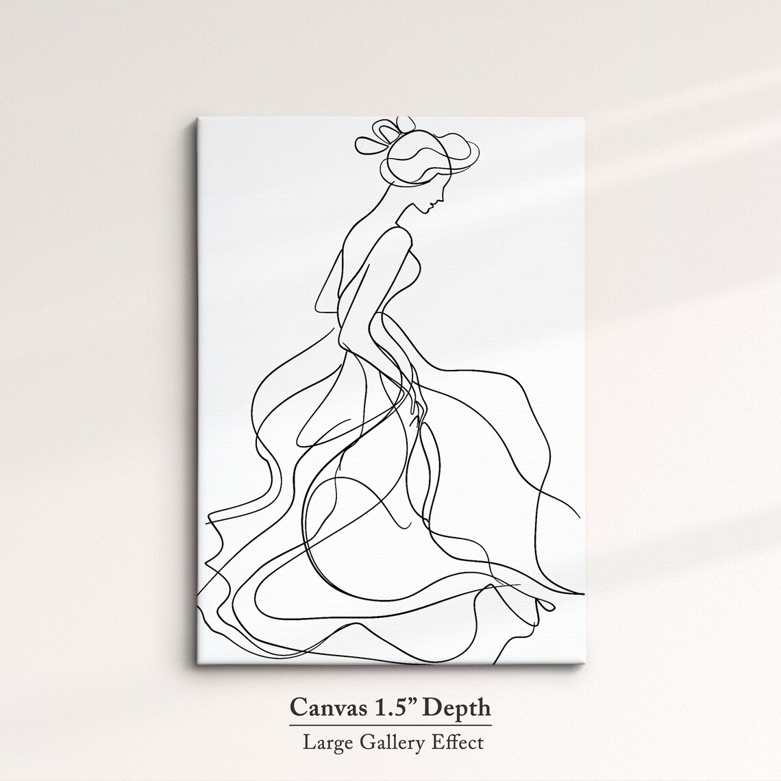 Woman in Flowing Wedding Dress Continuous Line Art Drawing Minimalist Poster - Image 3