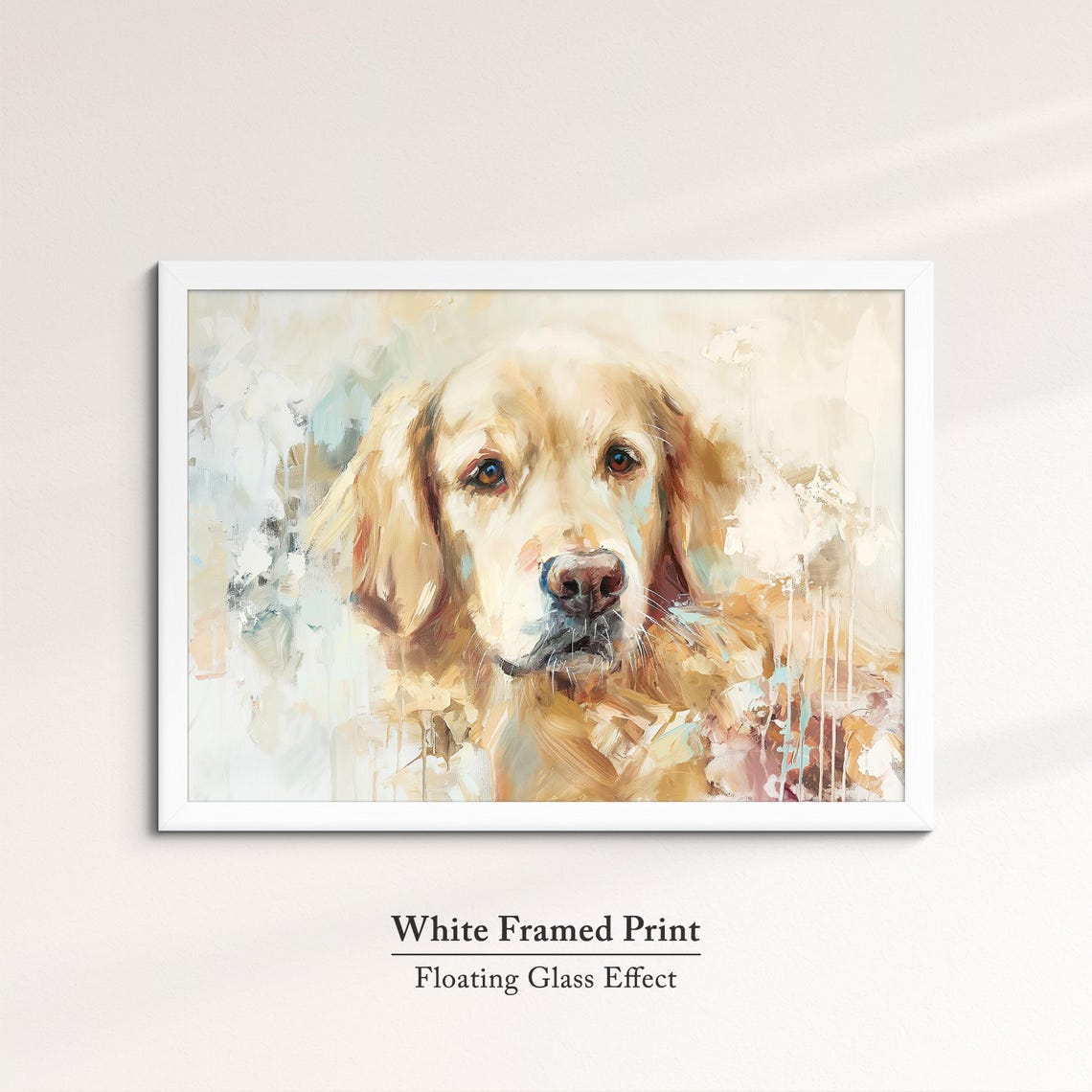 Golden Retriever Face Front Soft Neutral Abstract Oil Painting Poster - Image 7