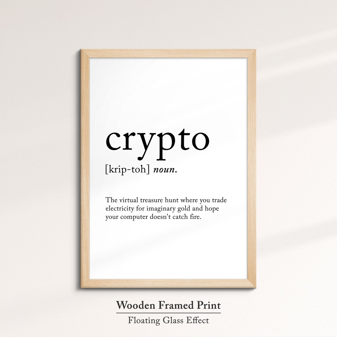 Crypto Funny Definition Dictionary Quote Minimalist Framed Print Framed Wall Art Poster Home Decor Interior Finance Bitcoin Gifts - Image 6