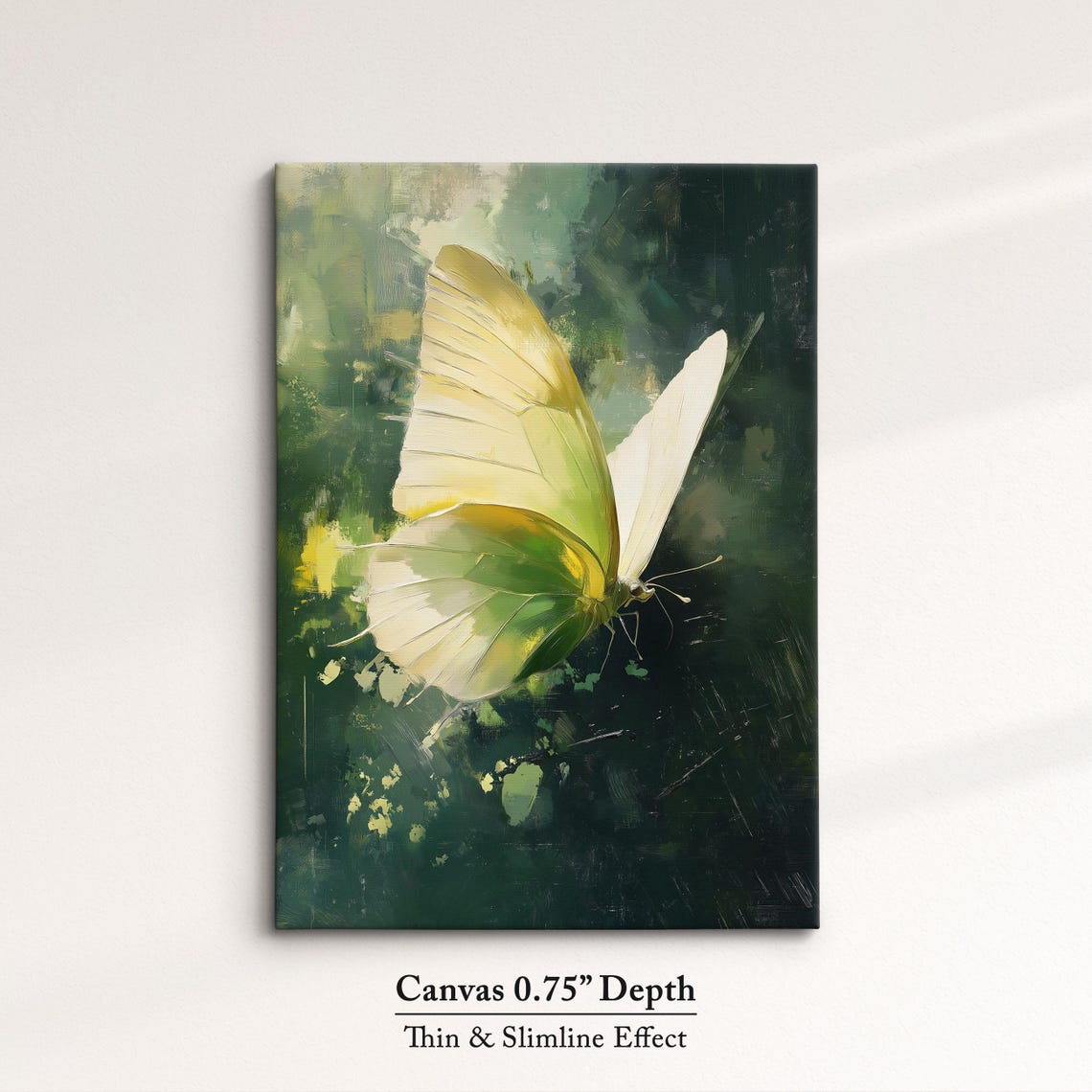 White Green Butterfly Dark Forest Background Moody Nature Poster - Image 4