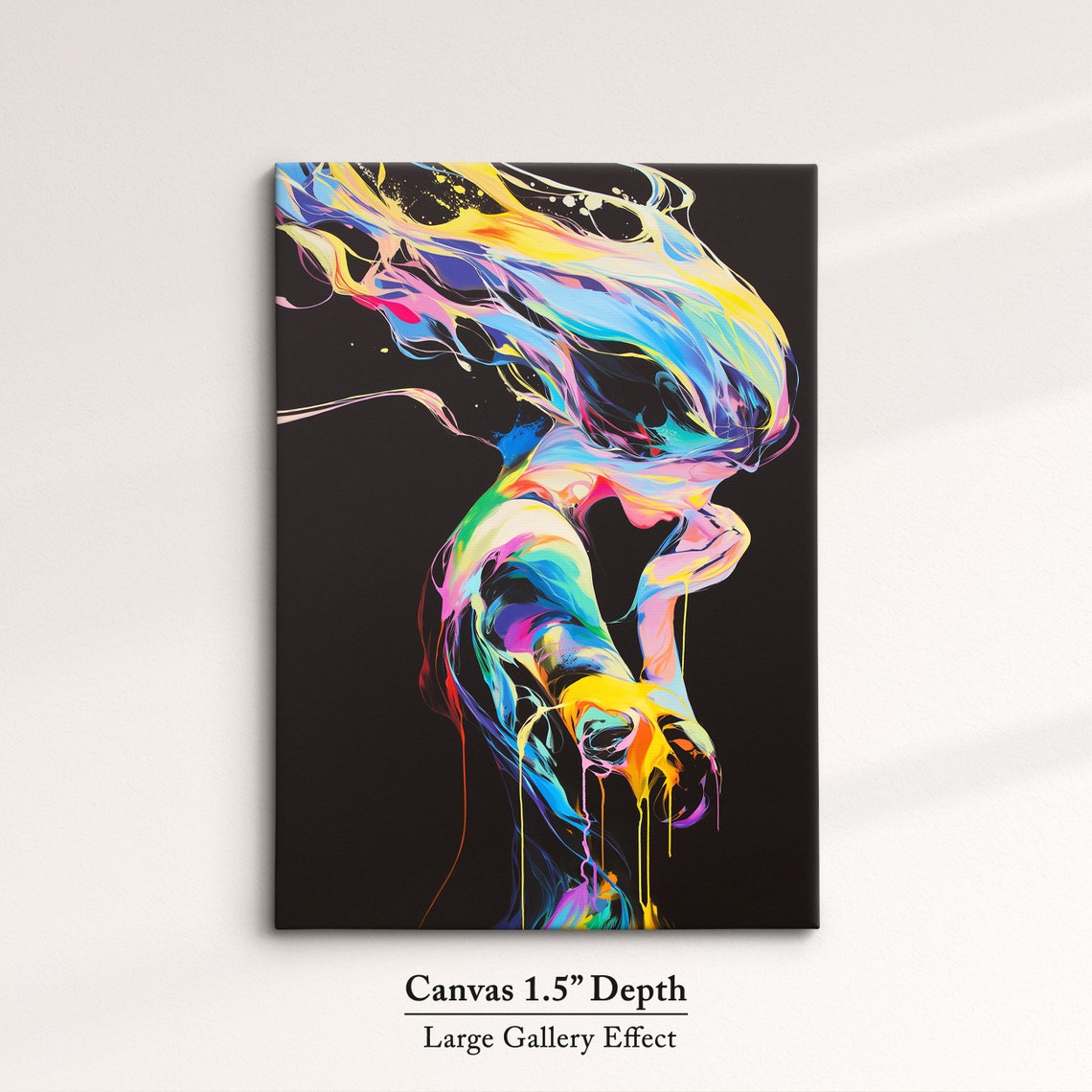 Neon Paint Splash Dancing Woman Swirling Colors Abstract Art Poster - Image 3