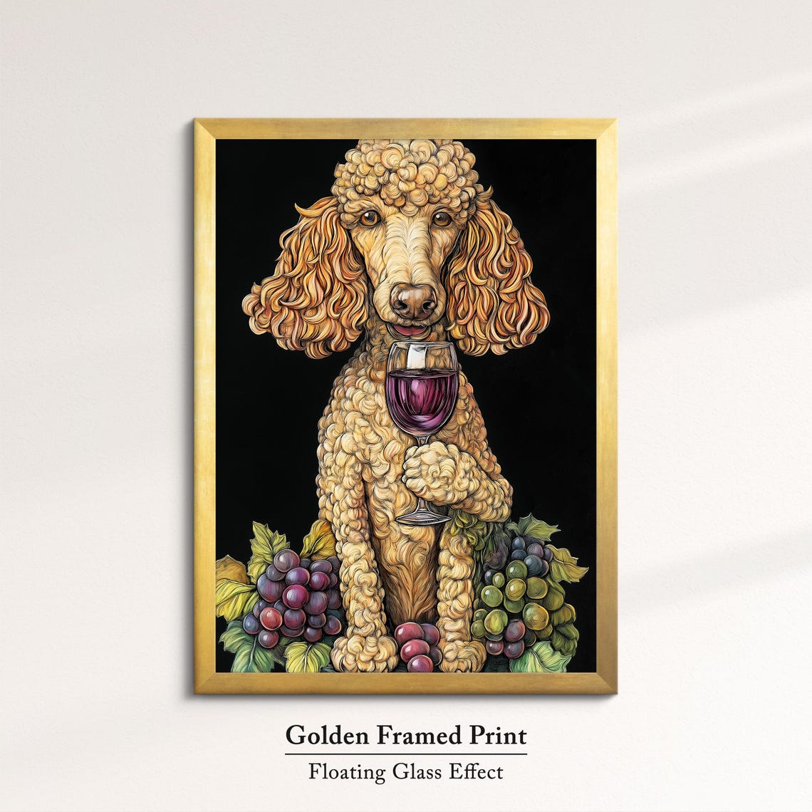 Poodle Dog Holding Red Wine Glass Grape Vineyard Elegant Art Poster - Image 5