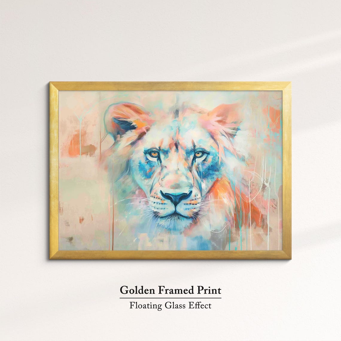Lioness Pastel Watercolor Face Close Up Abstract Wildlife Art Poster - Image 5