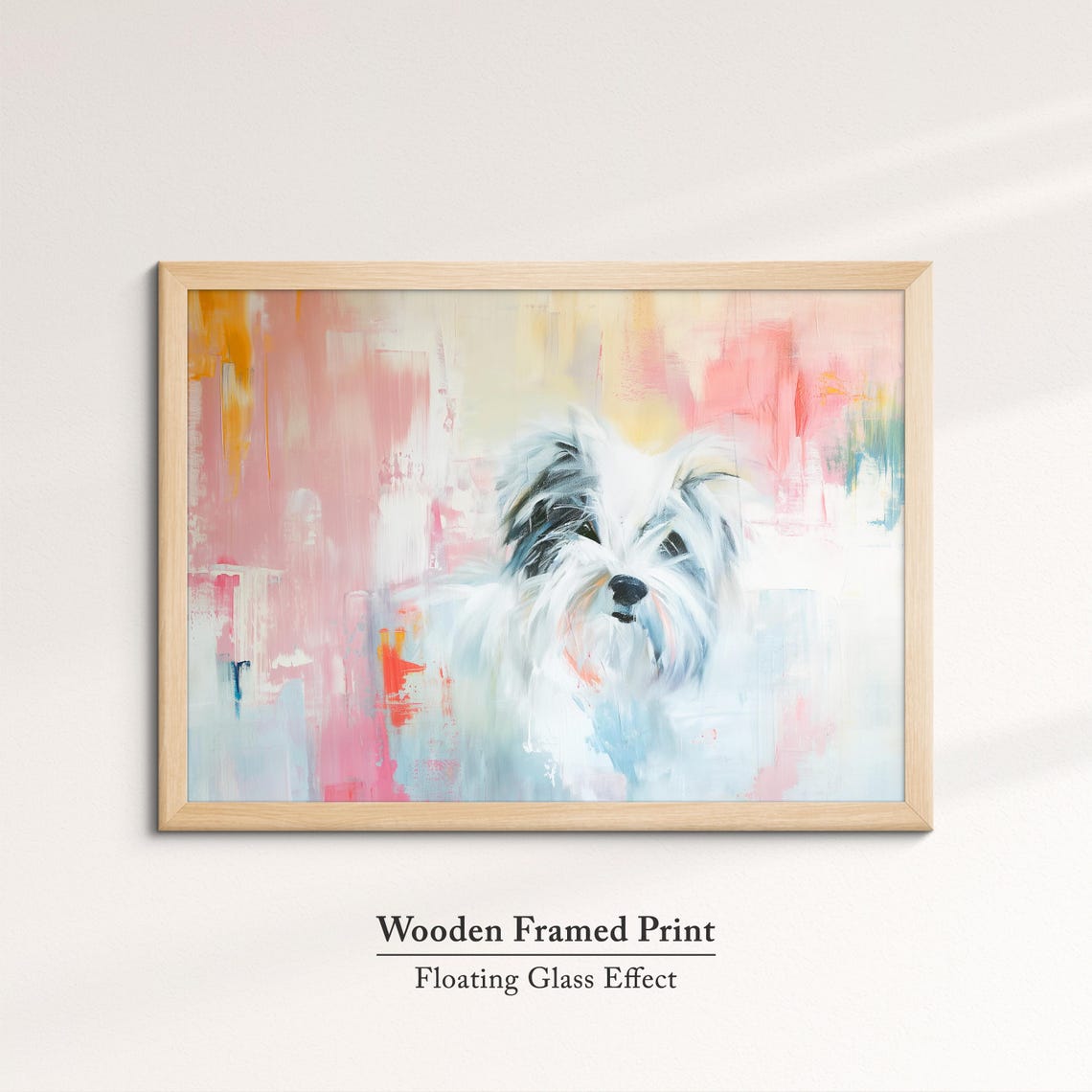 White Shih Tzu Puppy Portrait Pink Abstract Background Dog Poster - Image 6