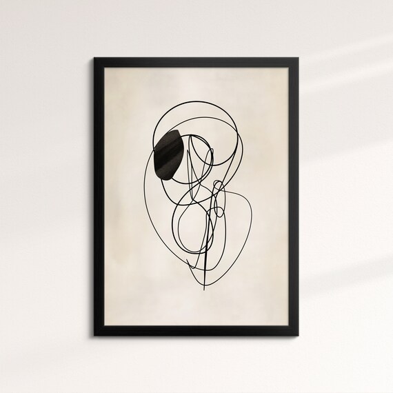 Abstract Continuous Line Drawing Scribble Art Modern Minimalist Wall Art Print