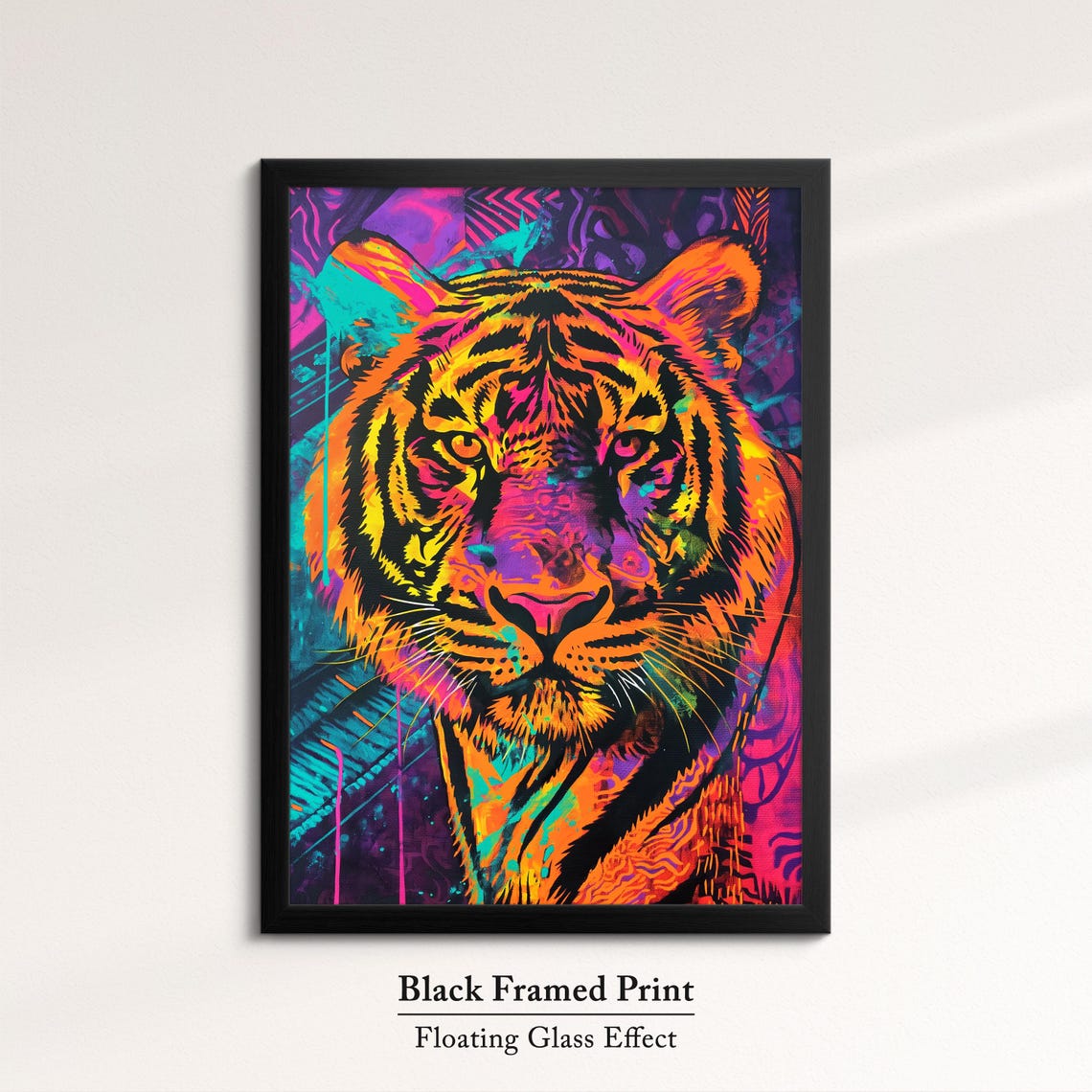 Tiger Neon Psychedelic Face Close Up Vibrant Wild Big Cat Art Poster - Image 8