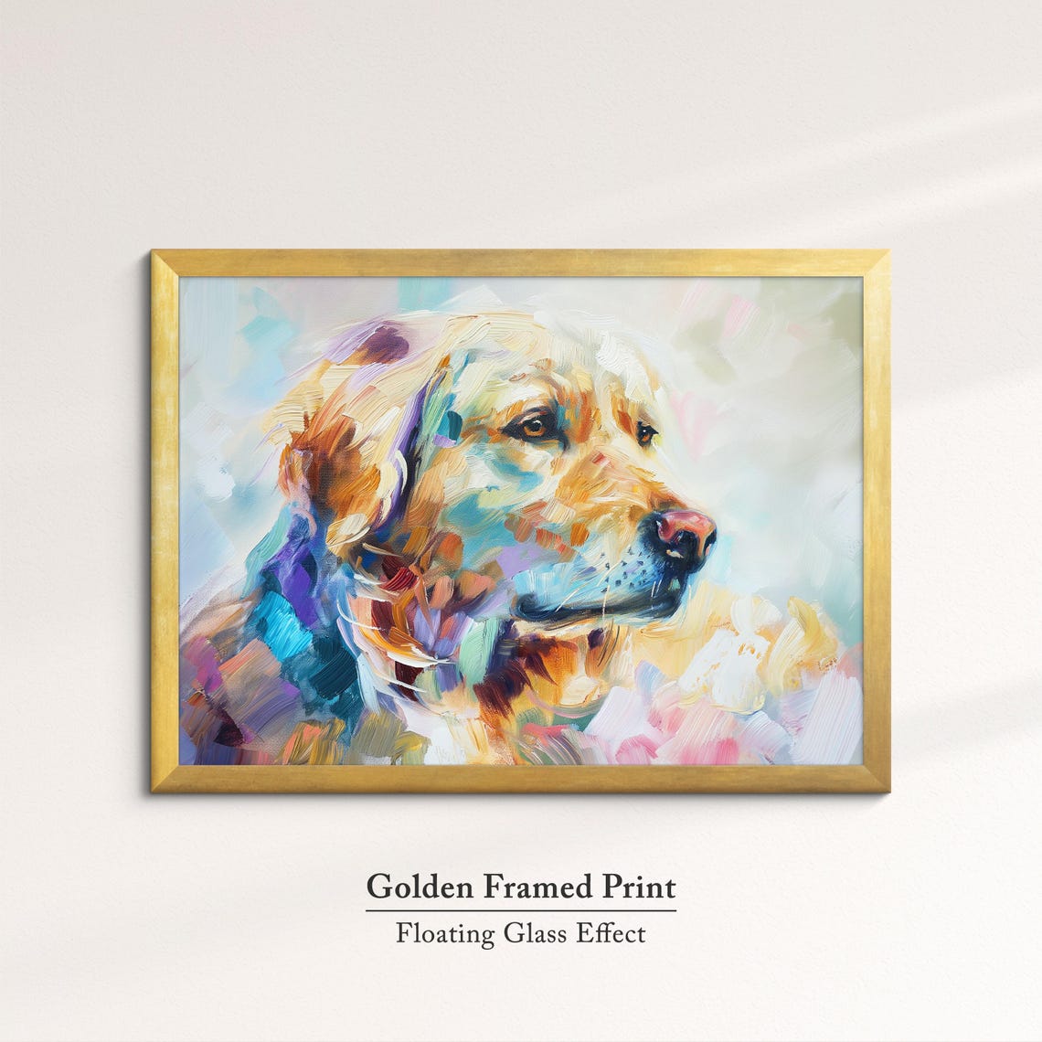 Golden Retriever Side Profile Pastel Blue Purple Abstract Dog Poster - Image 5