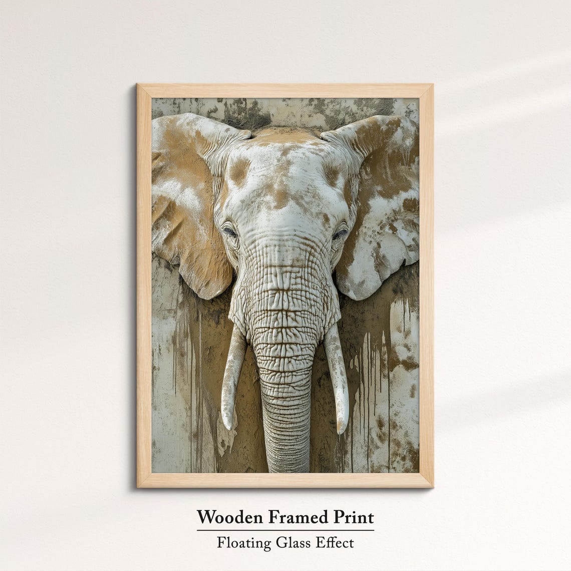 Elephant Head Sepia Neutral Beige Tusks Rustic Textured Wall Poster - Image 6
