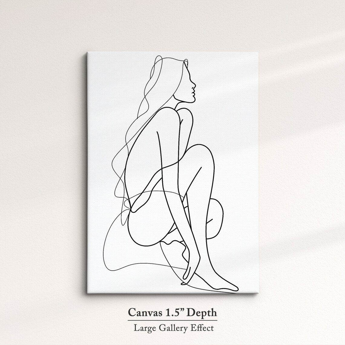 Crouching Woman Figure Continuous Line Art Drawing Minimalist Wall Decor Poster - Image 3
