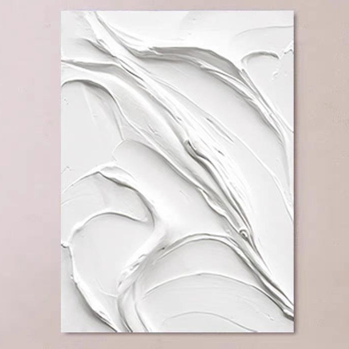 White Veiny Marble Thick Textured Abstract Minimalist Art Poster