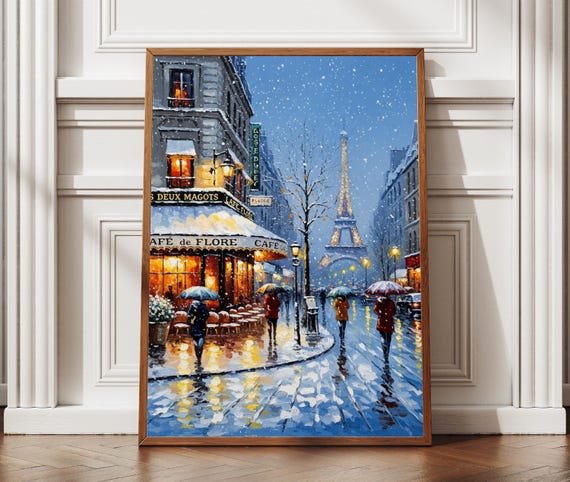 Eiffel Tower Winter Paris Travel Poster