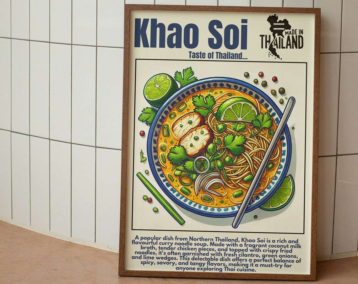 Khao Soi Taste of Thailand Curry Noodle Soup Kitchen Food Poster