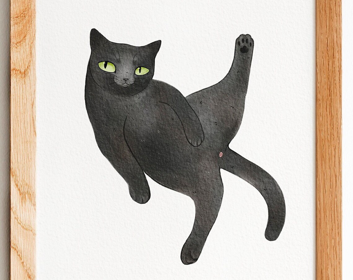 Black Cat - Funny Cat Art - Image 3