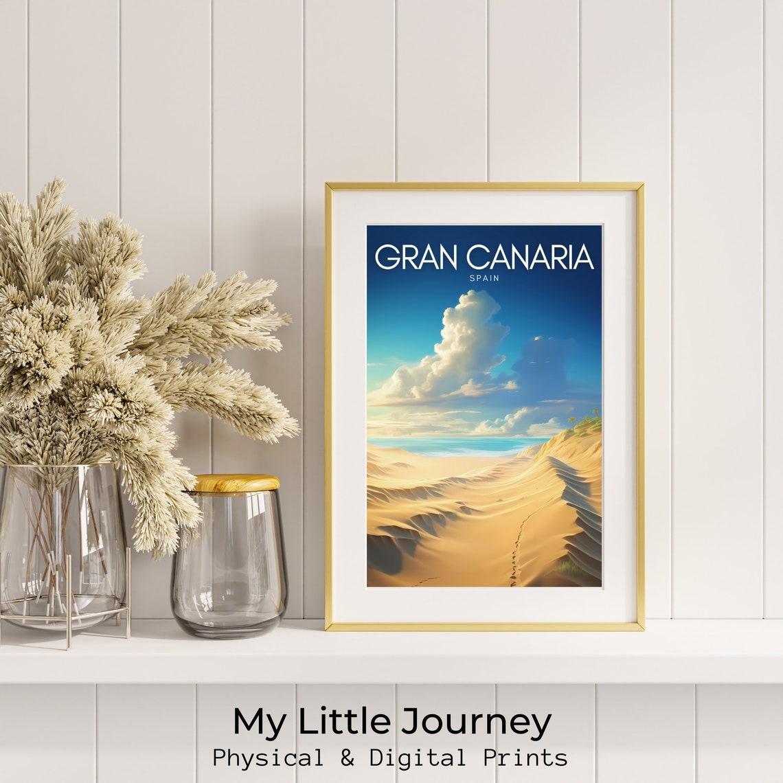 Gran Canaria Spain Poster with Golden Dunes Leading to Turquoise Sea - Image 2