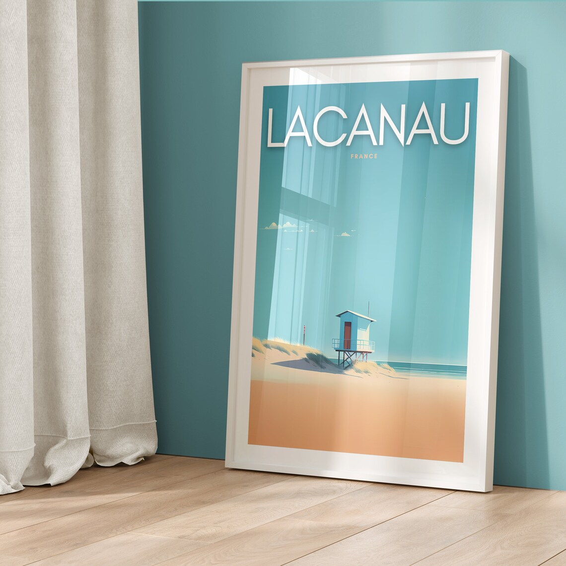 Lacanau France Beach Lifeguard Hut Minimalist Travel Poster Art - Image 5