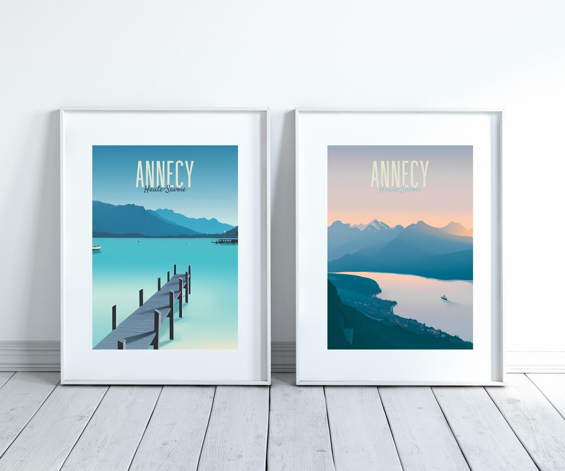 Annecy France Vintage Travel Poster, Alpine Landscape - Image 3