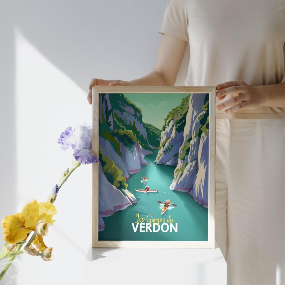 Les Gorges du Verdon Kayakers Turquoise Canyon Provence Poster - Image 2