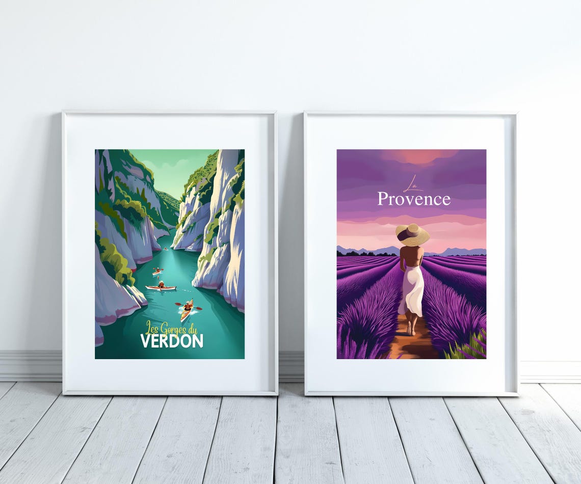 Les Gorges du Verdon Kayakers Turquoise Canyon Provence Poster - Image 3