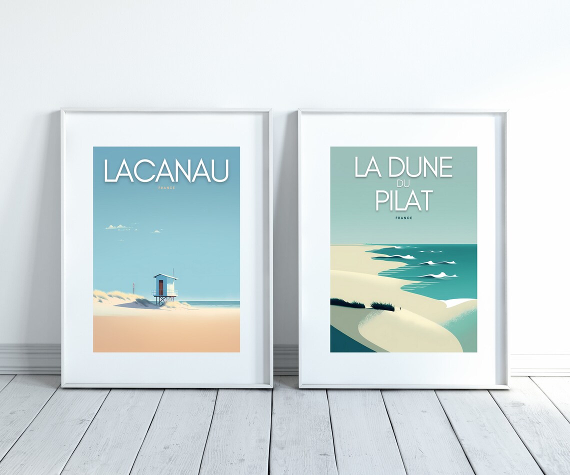 Lacanau France Beach Lifeguard Hut Minimalist Travel Poster Art - Image 2