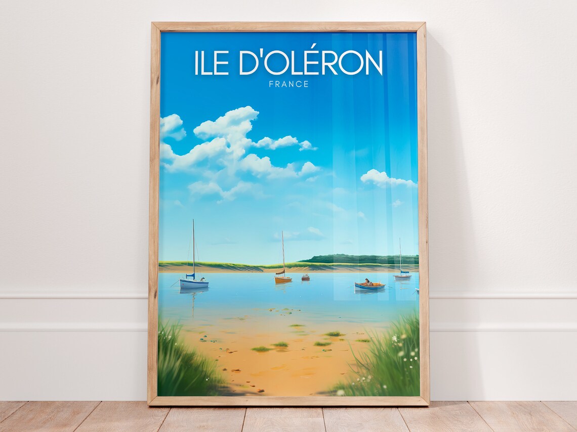 Ile D Oleron France Sailboats Beach Seaside Vintage Travel Poster