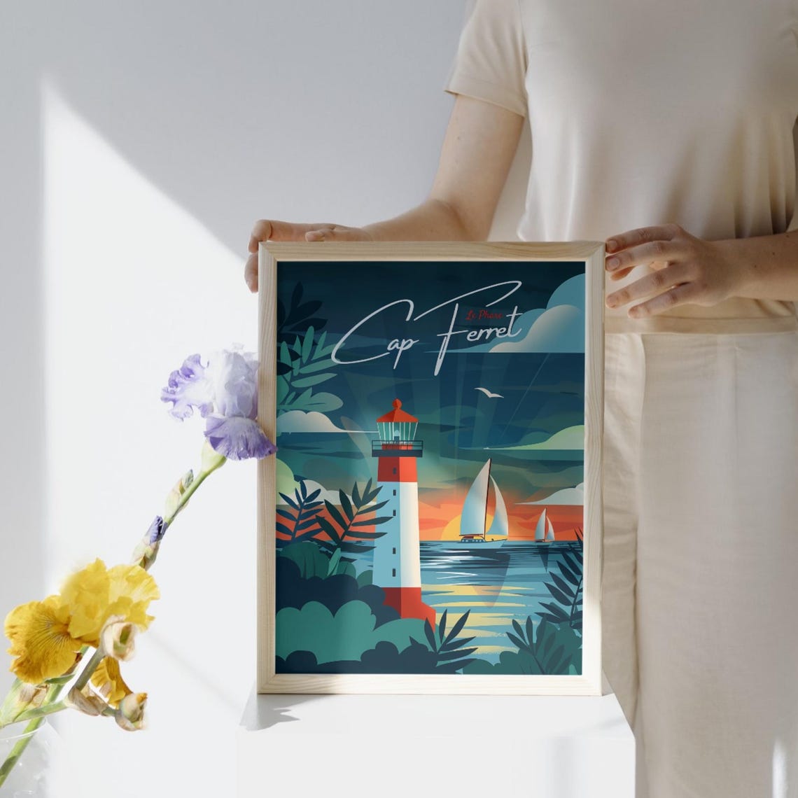 Cap Ferret Poster France Wall Art City Prints Cap Ferret Lighthouse French Gift Bassin Darcachon Travel Poster Coastal Wall Art - Image 2