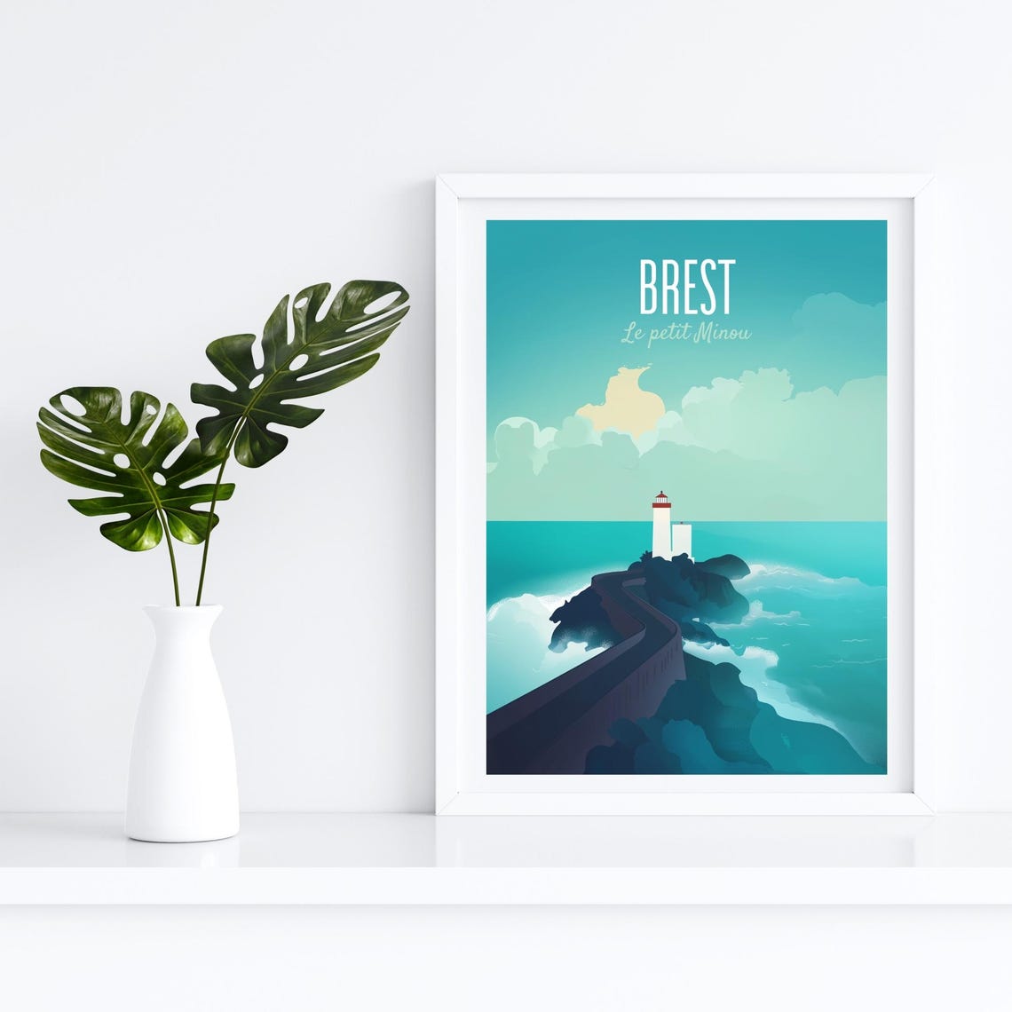 Brest Le Petit Minou Lighthouse Brittany Rocky Coastline Poster - Image 4