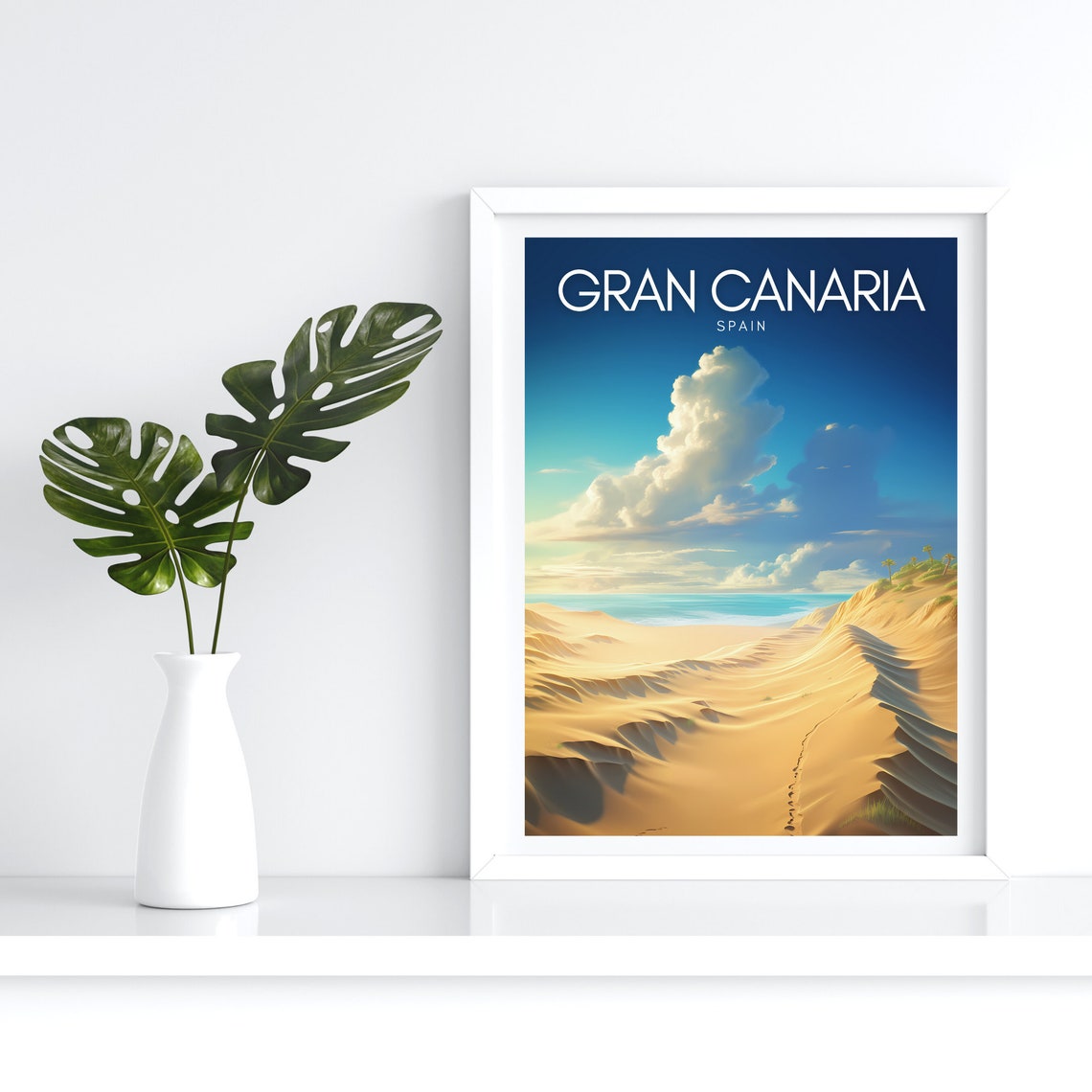 Gran Canaria Spain Poster with Golden Dunes Leading to Turquoise Sea - Image 4