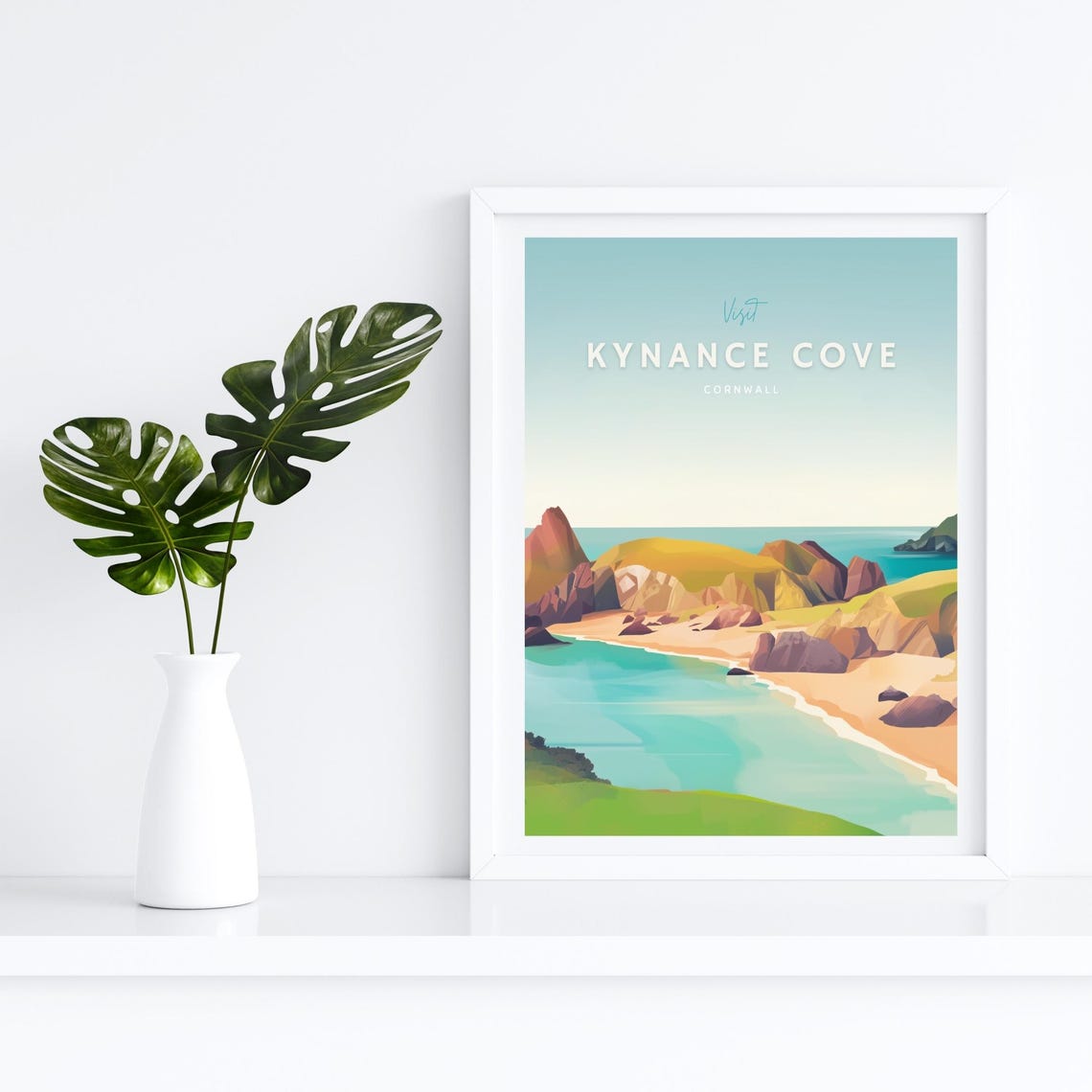 Kynance Cove Cornwall Coastal Cliffs Turquoise Beach Travel Poster - Image 4