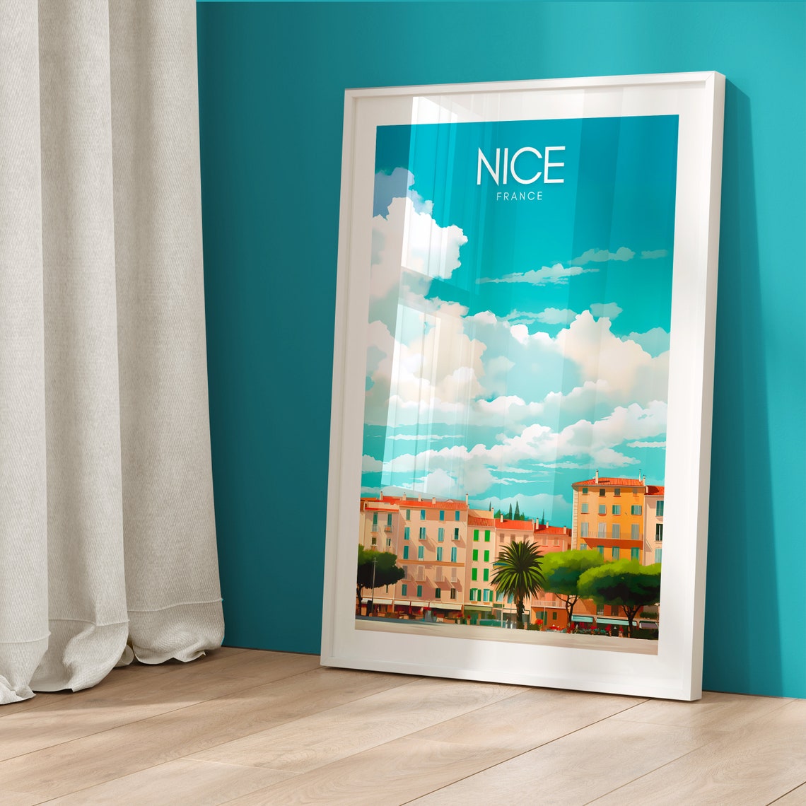 Nice Print France Wall Art Cityscape Art Print French Riviera Travel Poster Mediterranean Decor Gift Idea Vintage City Illustration - Image 5