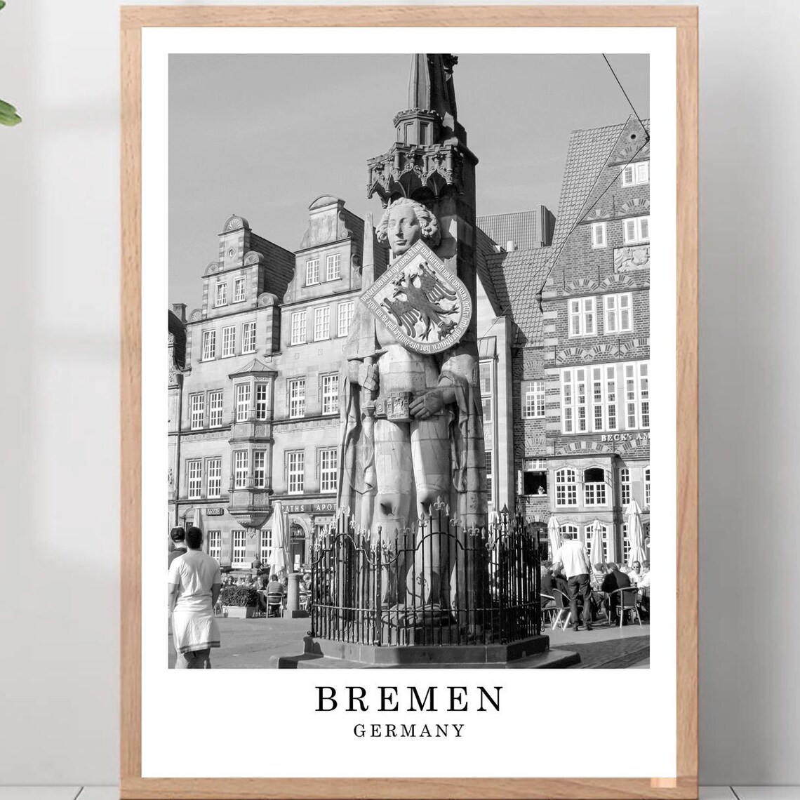 Bremen Roland Statue Standing On Market Square Germany Travel Poster