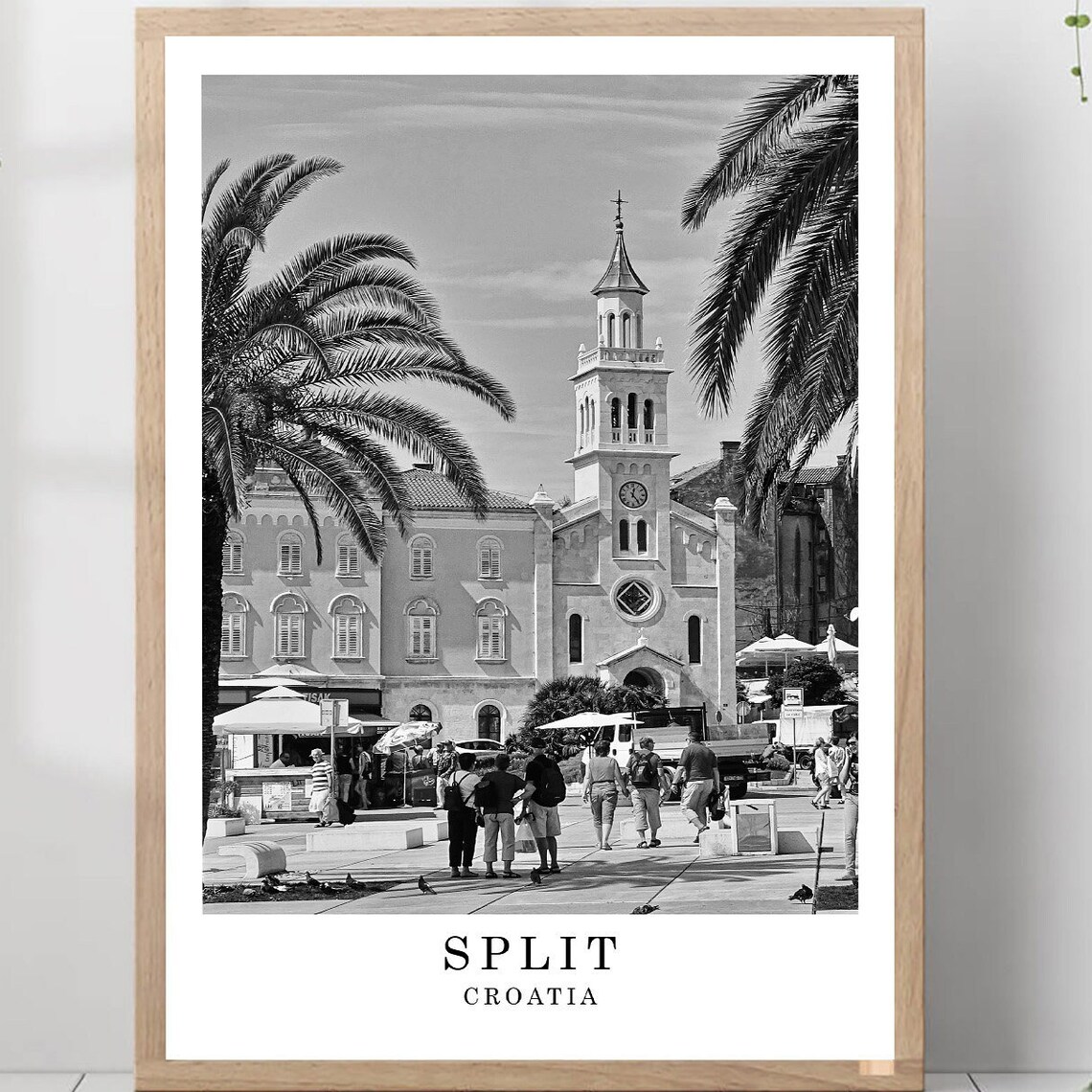 Split Croatia Black And White Travel Poster