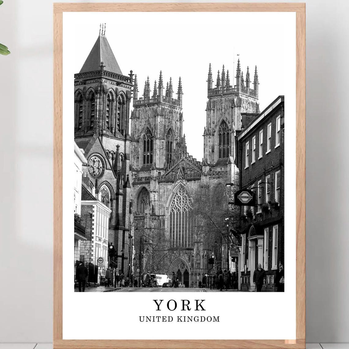 York Minster Gothic Cathedral Street England Black White Poster
