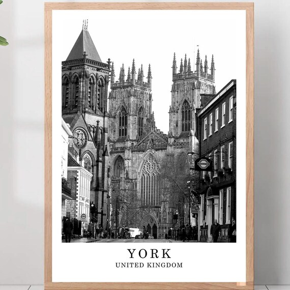 York Minster Gothic Cathedral Street England Black White Poster