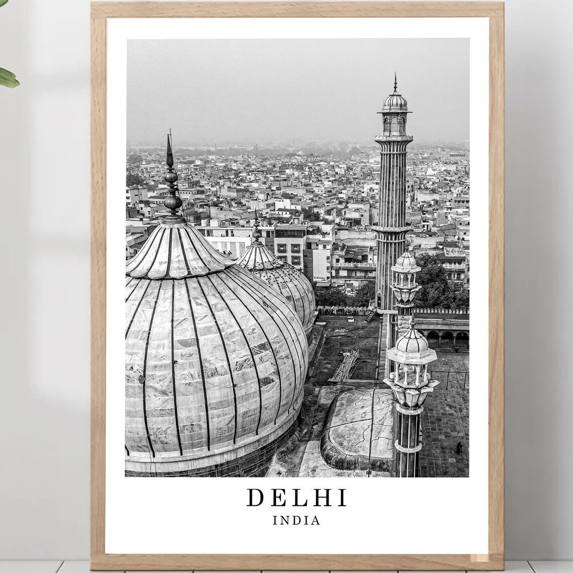 Delhi Jama Masjid Mosque Domes And Minarets India Travel Poster