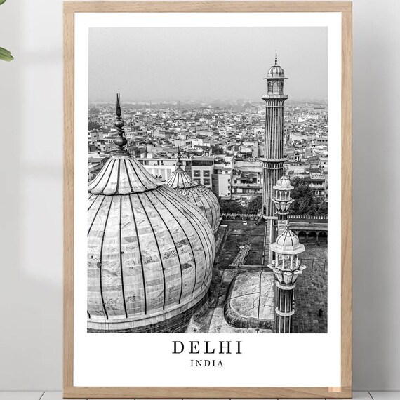 Delhi Jama Masjid Mosque Domes And Minarets India Travel Poster