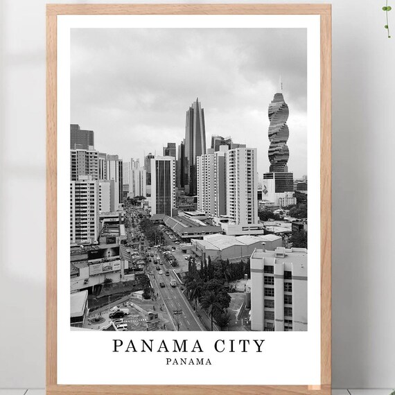 Panama Travel Poster Black And White Photo City Landmark Wall Art Print Decor Gift