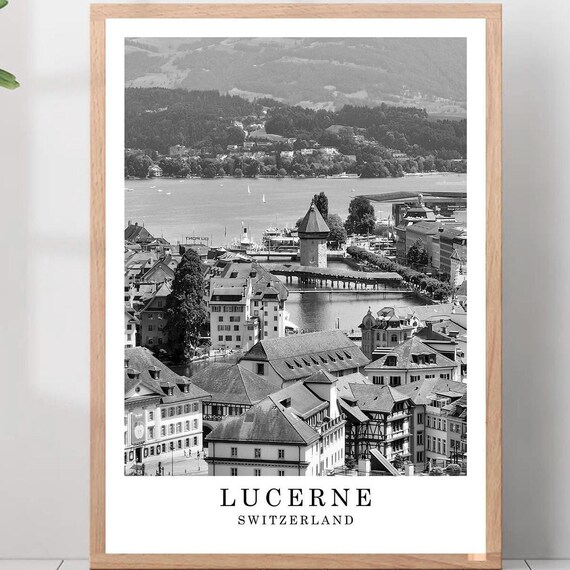 Lucerne Chapel Bridge And Lake Lucerne Old Town Travel Poster