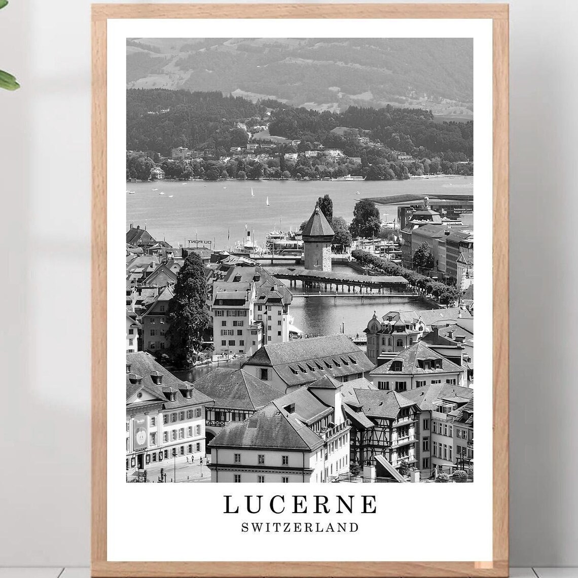 Lucerne Chapel Bridge And Lake Lucerne Old Town Travel Poster